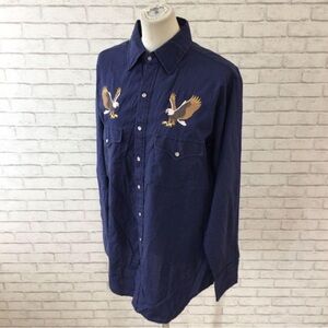 Men's Navy Blue Shirt with Eagle Embroidery